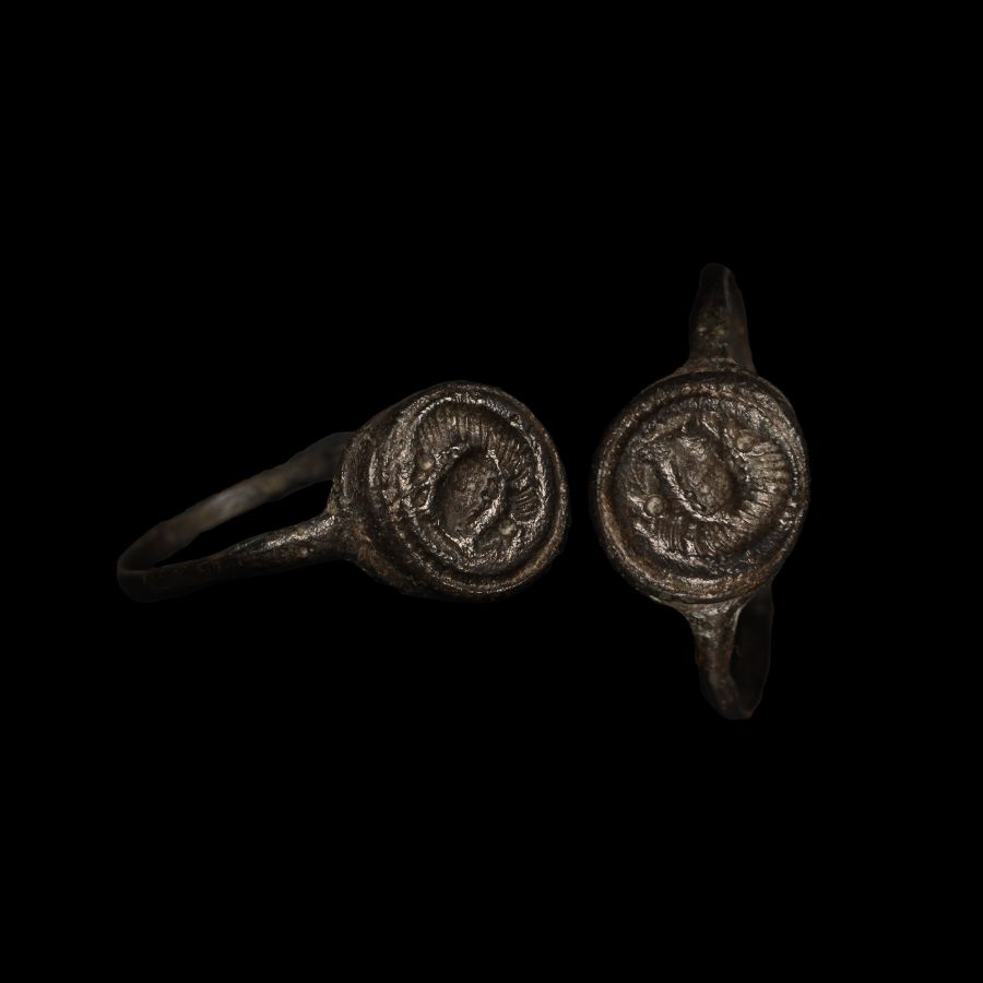 Roman Bronze Ring with Wolf
