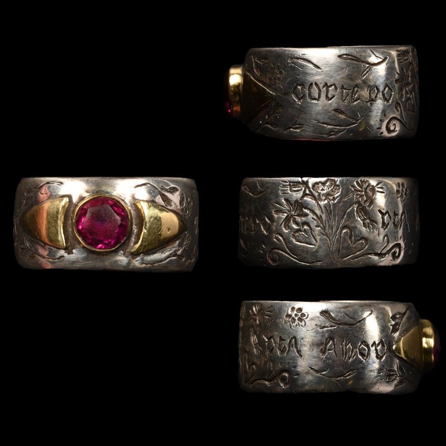 Georgian Silver and Gold 'The Heart Brings Love To You' Posy Ring