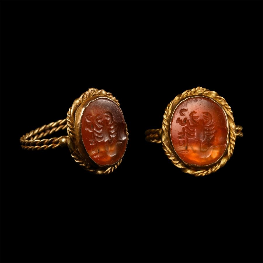Gold Ring with Scorpion Gemstone