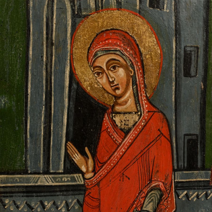 Romanian Orthodox Royal Wooden Doors with Annunciation Scene