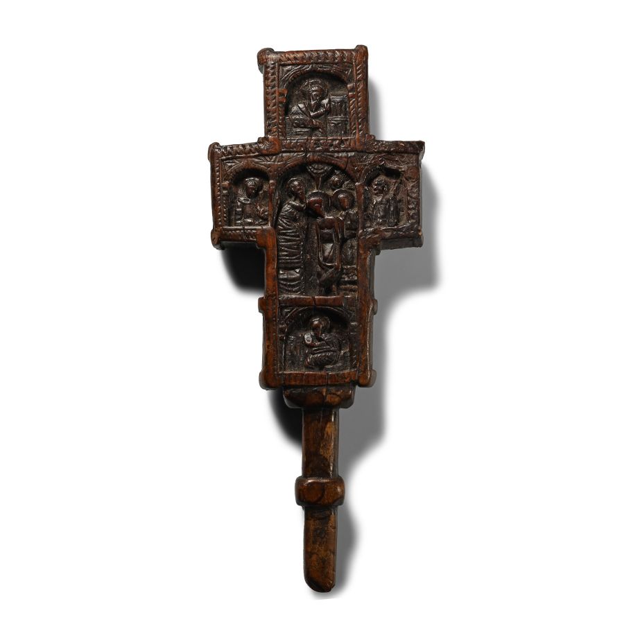 Mount Athos Wooden Cross with the Crucifixion and the Baptism