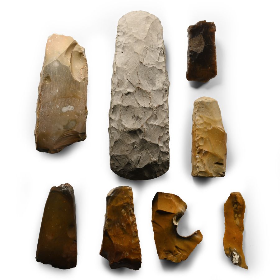 Stone Age Danish Flint Tool and Fragmentary Axe Head Group