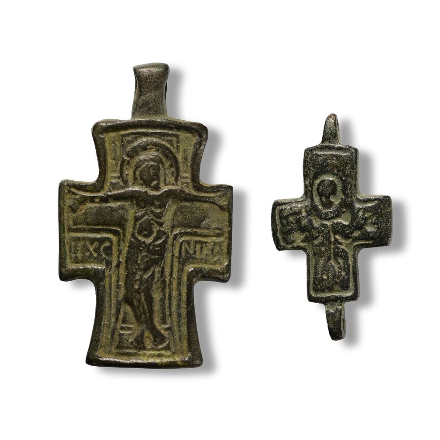 Byzantine Bronze Cross Pendant Group