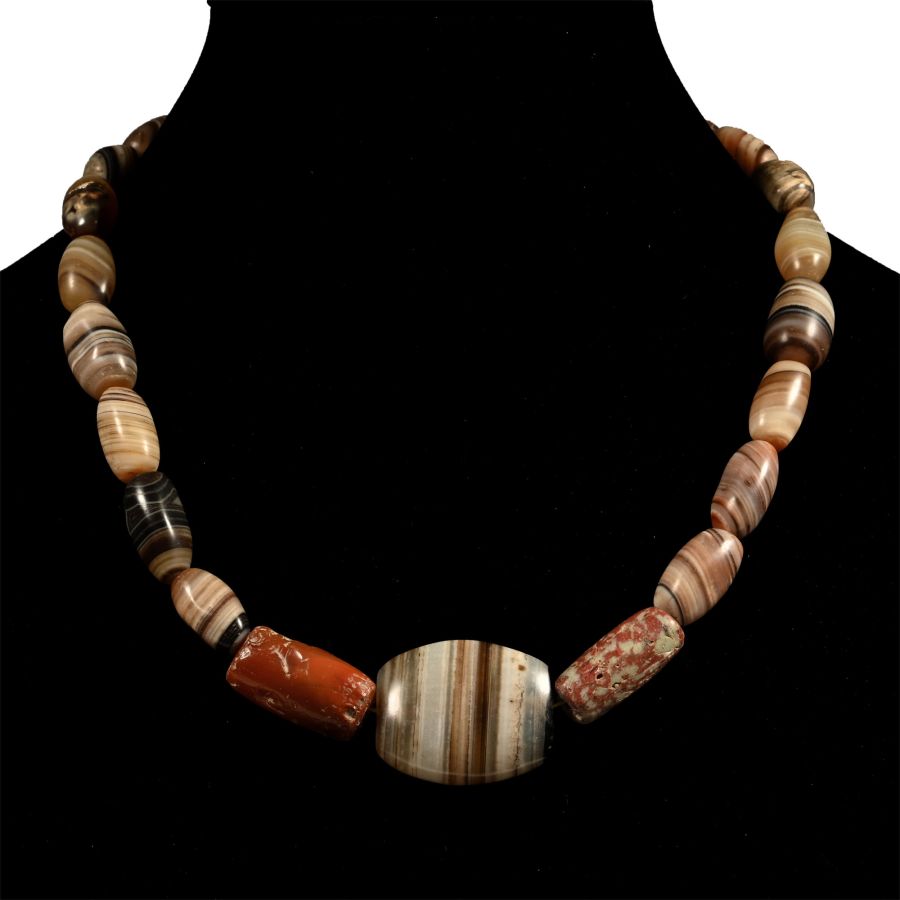 Western Asiatic Banded Agate Bead Necklace
