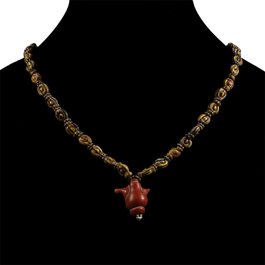 Western Asiatic Glass and Silver Bead Necklace