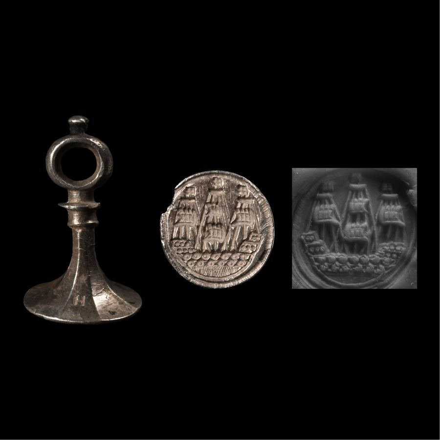 Stuart Silver Seal Matrix with Tall Ship
