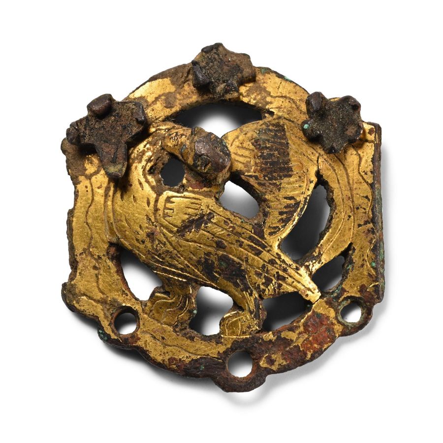 Ordos Gilt Bronze Mount with Bird