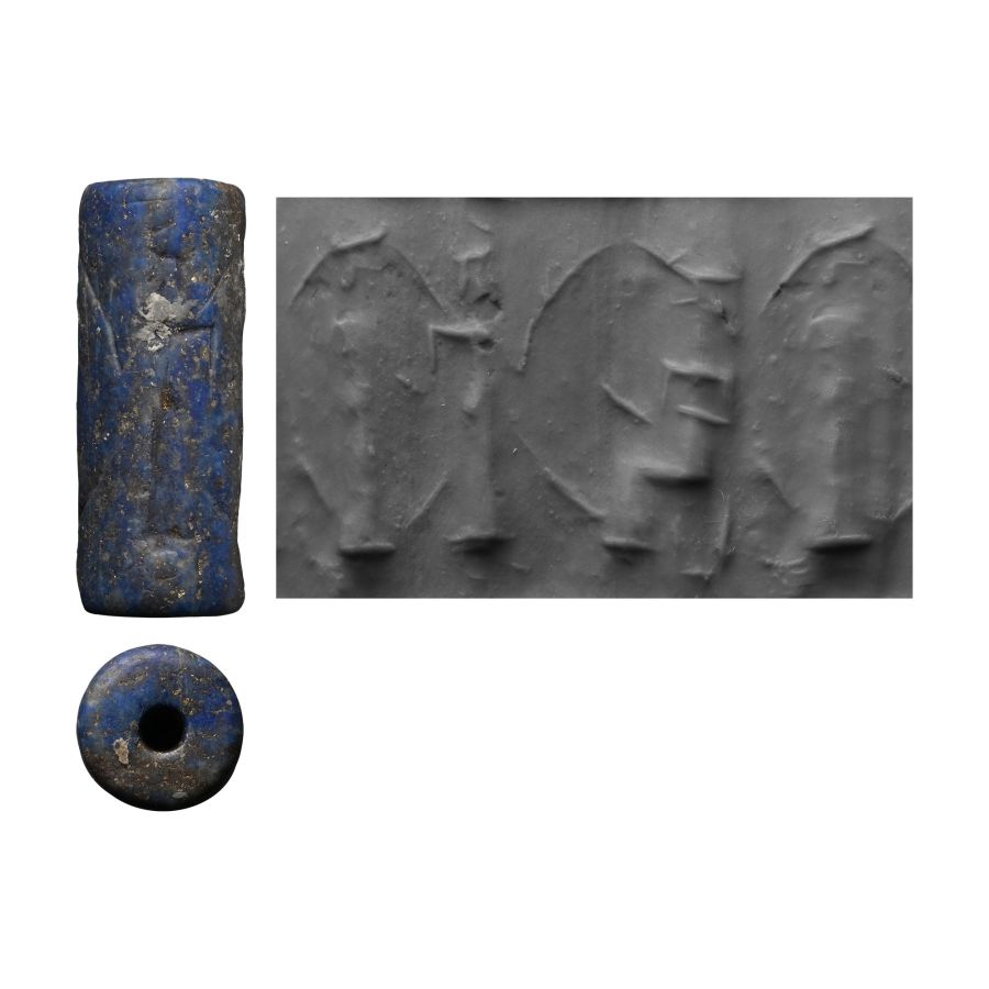 Mesopotamian Cylinder Seal with Seated Deity