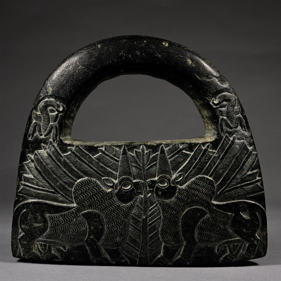 Bactrian Black Steatite 'Hand Bag' Ceremonial Weight