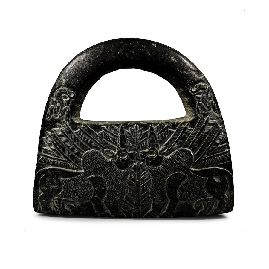 Bactrian Black Steatite 'Hand Bag' Ceremonial Weight