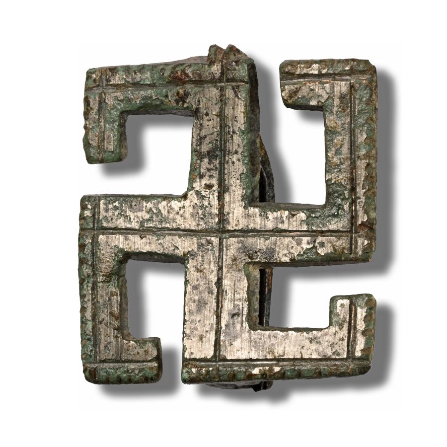 Roman Tinned Bronze Fylfot Brooch