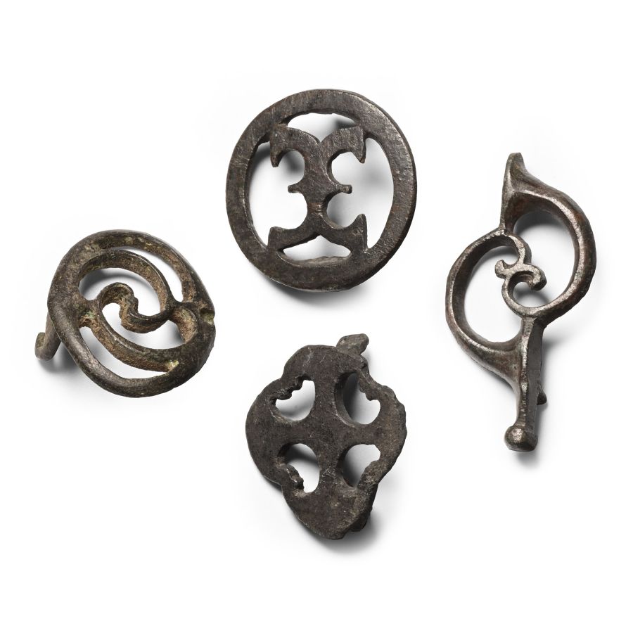 Roman Bronze Plate Brooch and Mount Group