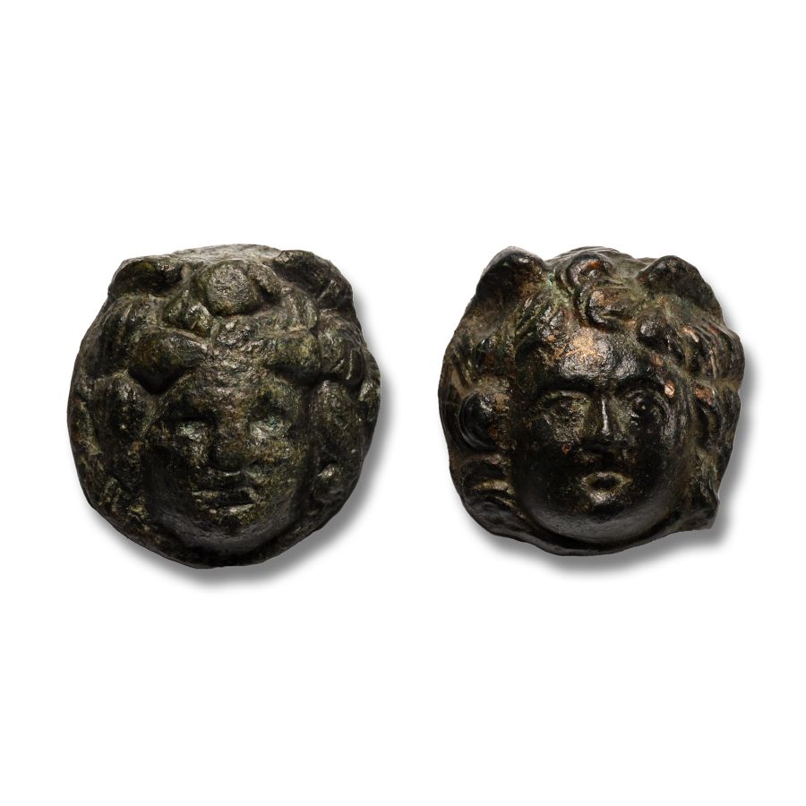 Roman Bronze Medusa Mount Pair