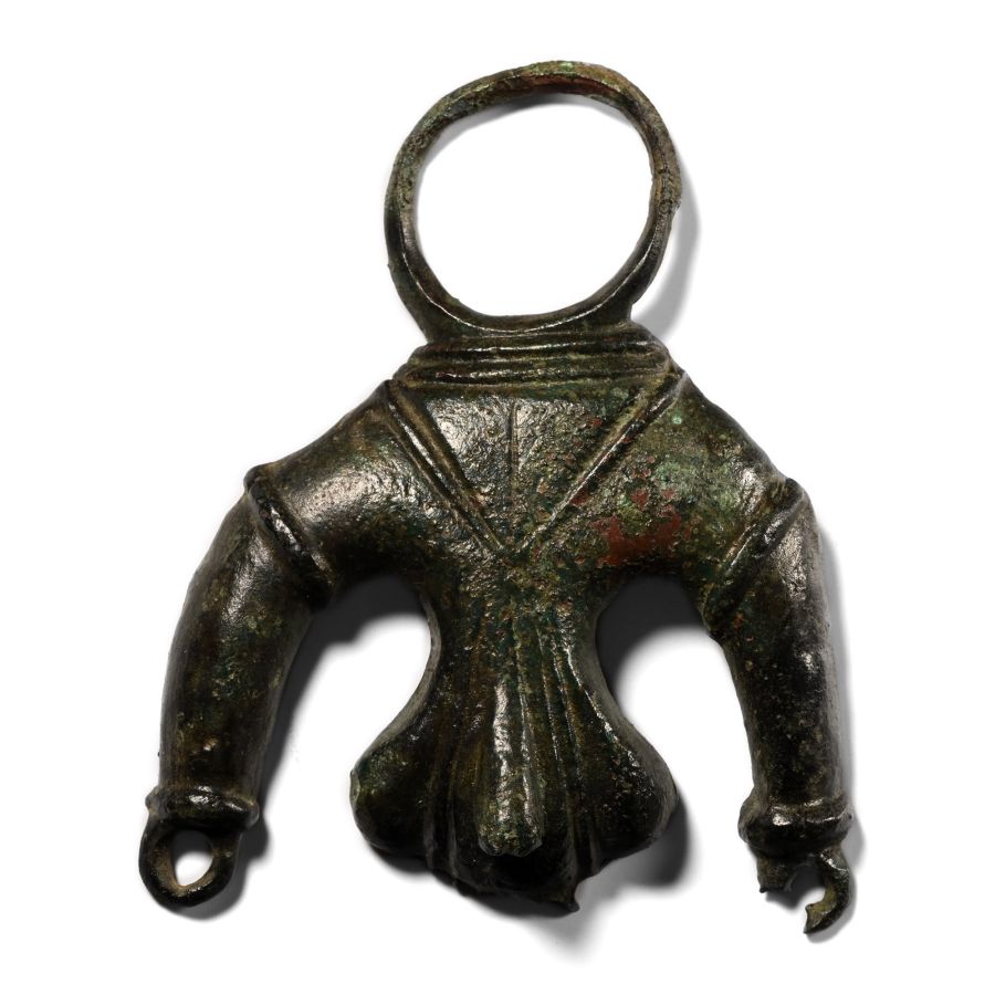 Large Roman Bronze Triple Phallic Pendant