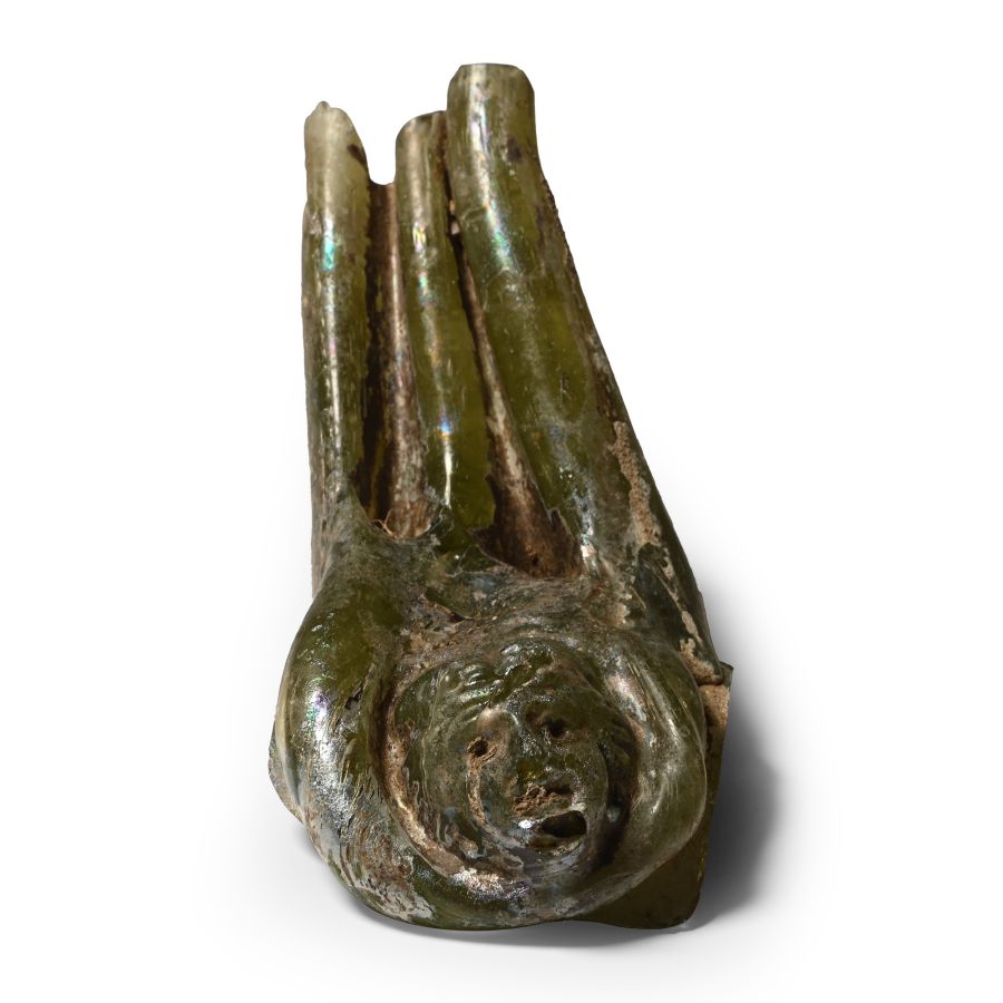 Roman Glass Amphora Handle Fragment with Medusa