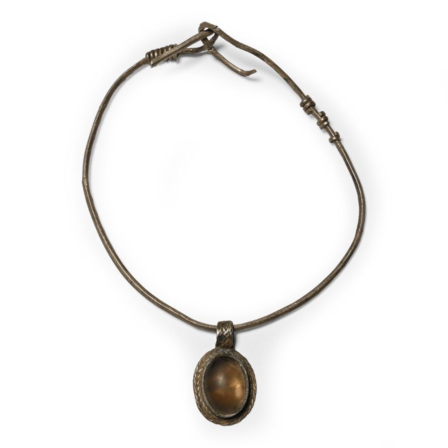 Roman Silver Torc with Gemstone Pendant
