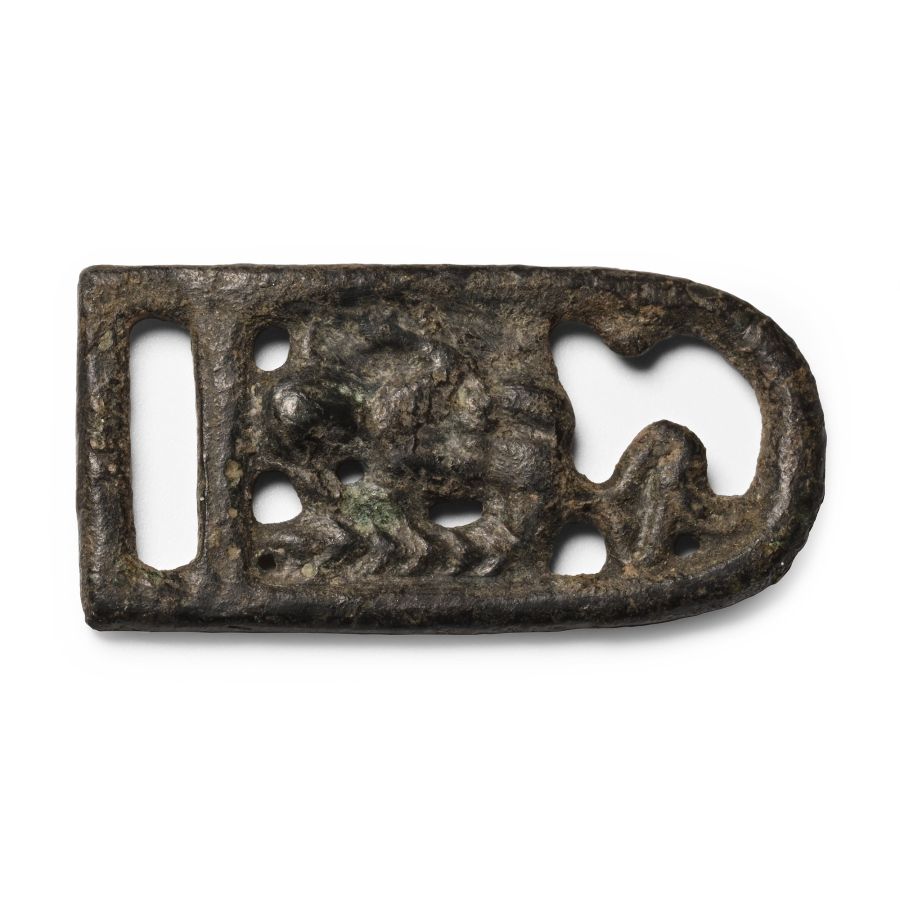 Byzantine Bronze Belt End with Saint
