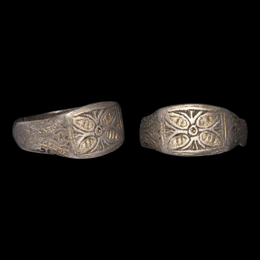 Medieval Silver Floral Decorated Ring