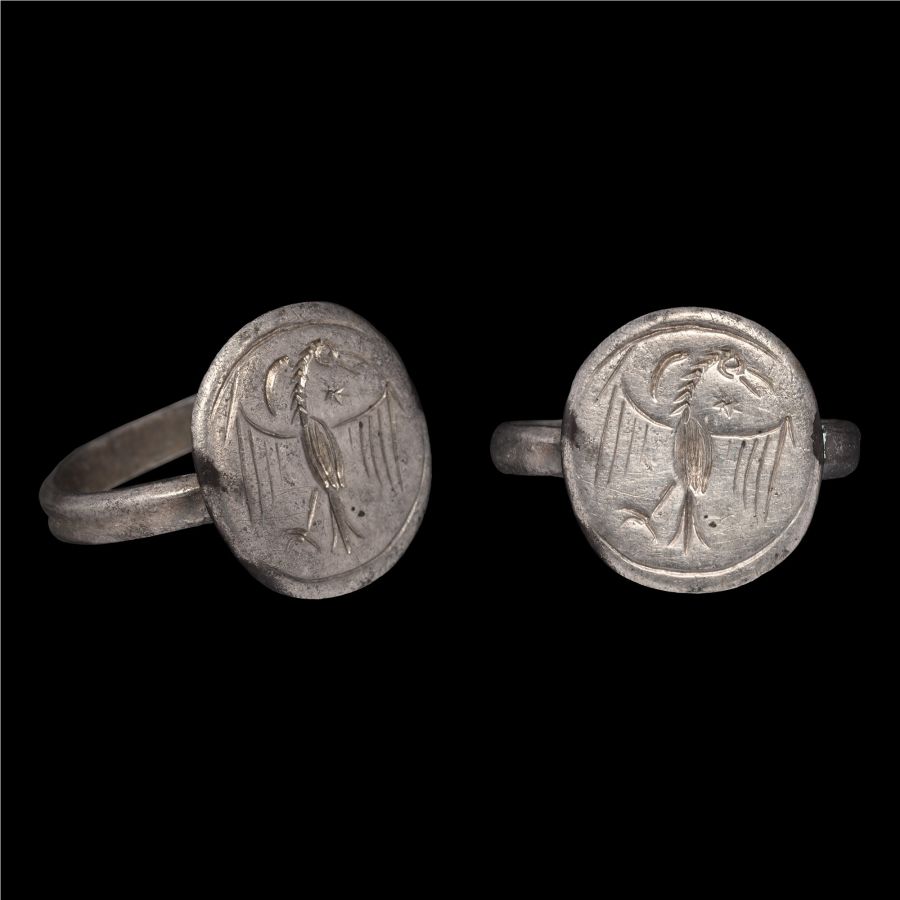 Medieval Silver Ring with Spread Eagle