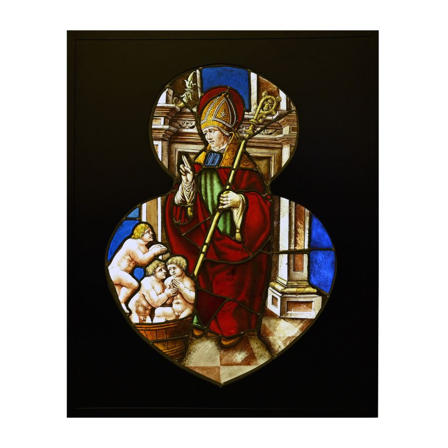 Renaissance Illuminated Souflet Panel with Saint Nicholas