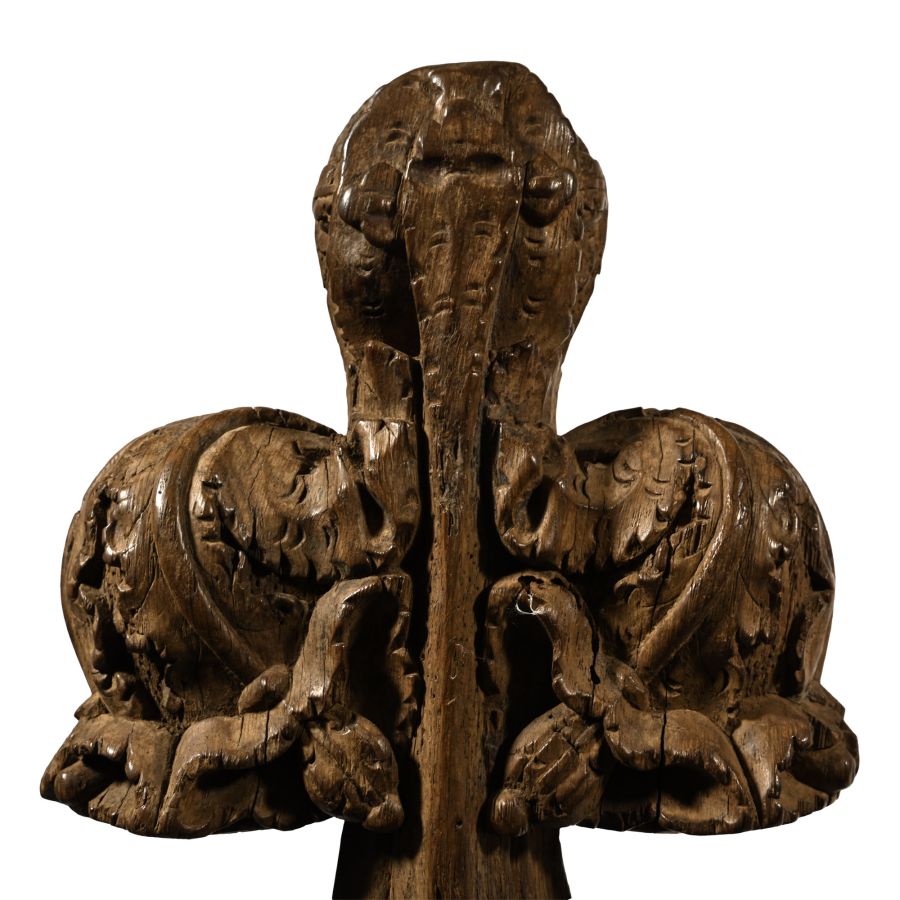 Medieval Wooden Lion Pew