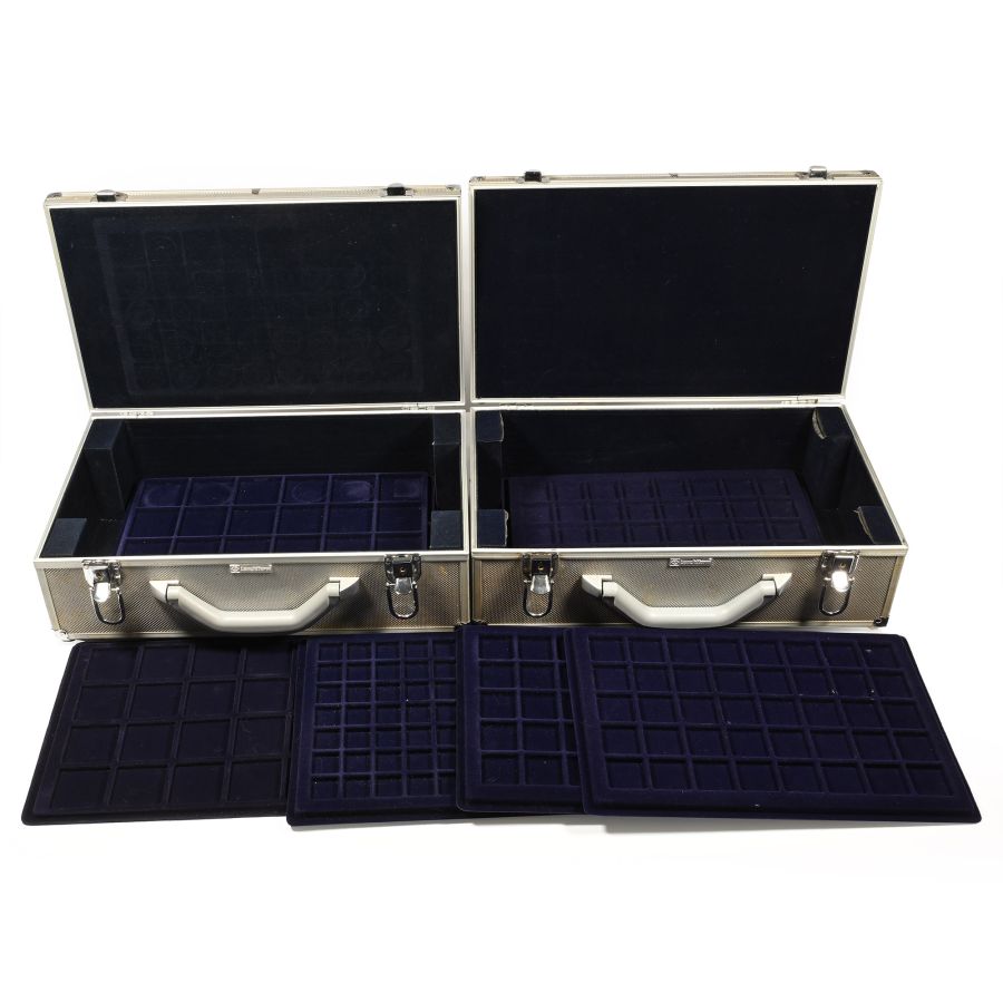 Group of Two Aluminium Coin Carry Cases.