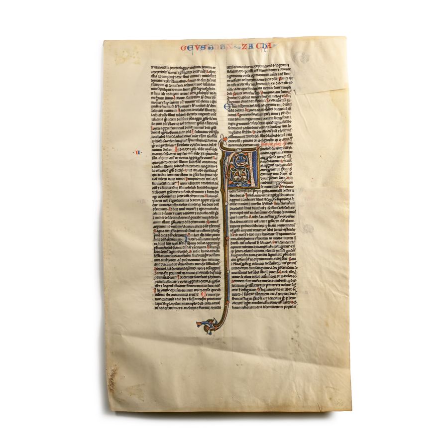Medieval Book of Zechariah Manuscript Leaf from a Latin Bible