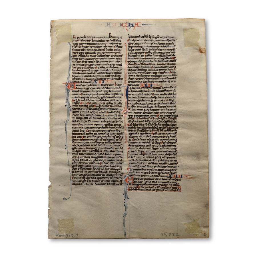 Medieval Book of Malachi Manuscript Page from a Latin Bible