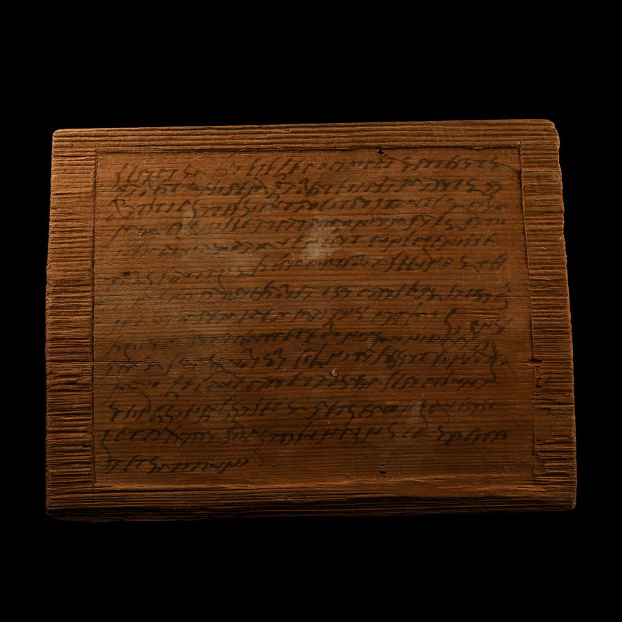 Roman Inked Reused Wooden Wax Tablet For a Contract Negotiated and Agreed at Titiiuni between Maianus and Silvanus