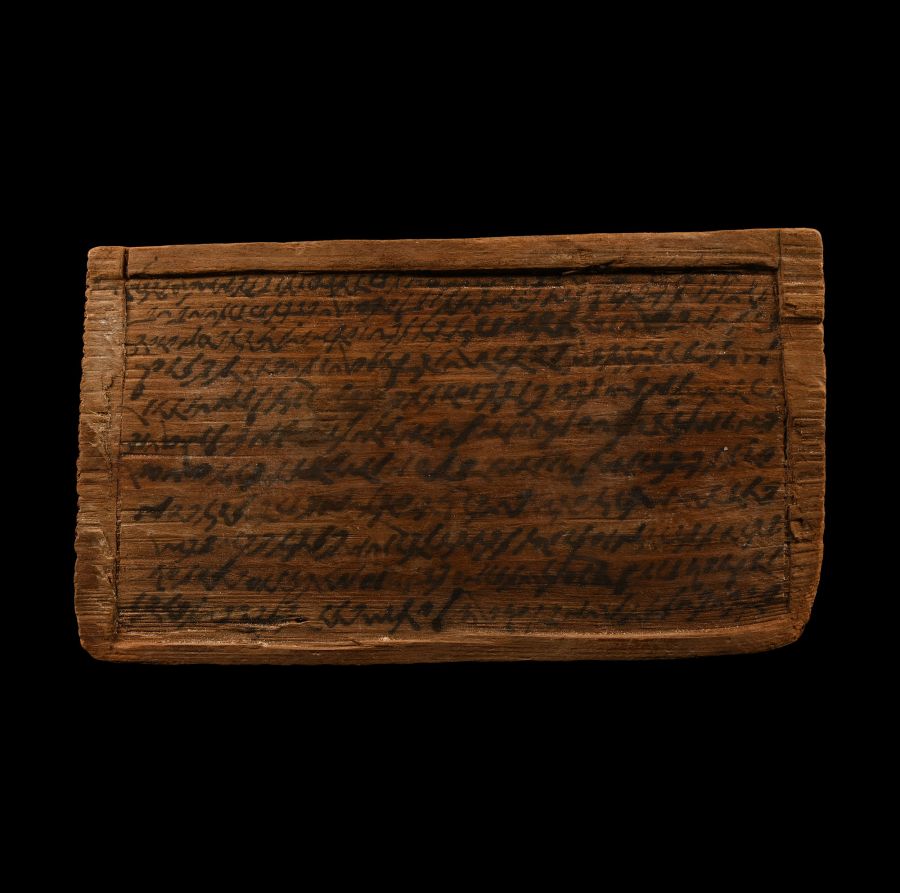 Roman Inked Reused Wooden Wax Tablet For a Contract Between Crescentius and Lanuarius Negotiated and Decided at the Goretiano Estate