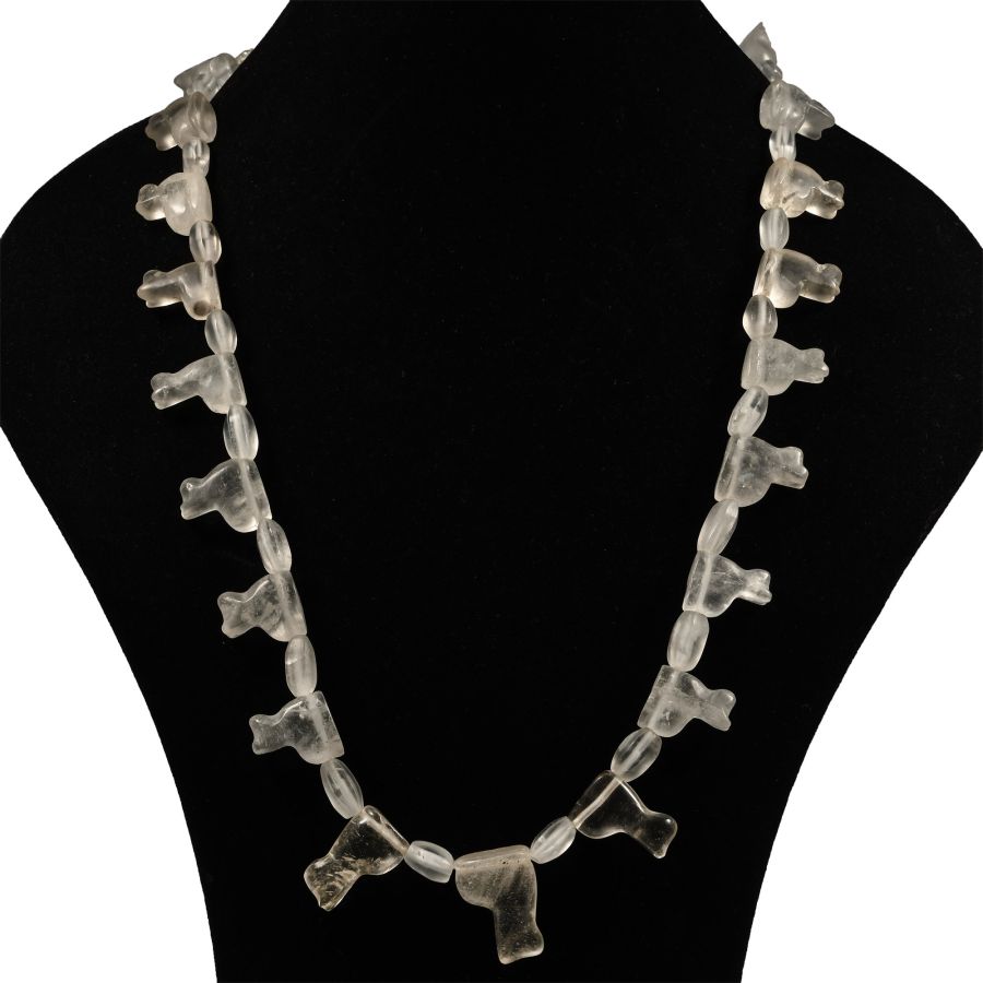 Rock Crystal Bead Necklace with Amulets