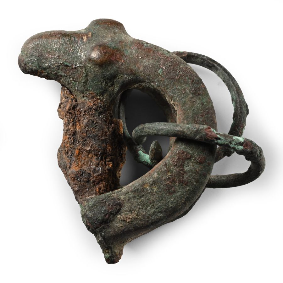 Luristan Bronze Mouflon Head with Rings