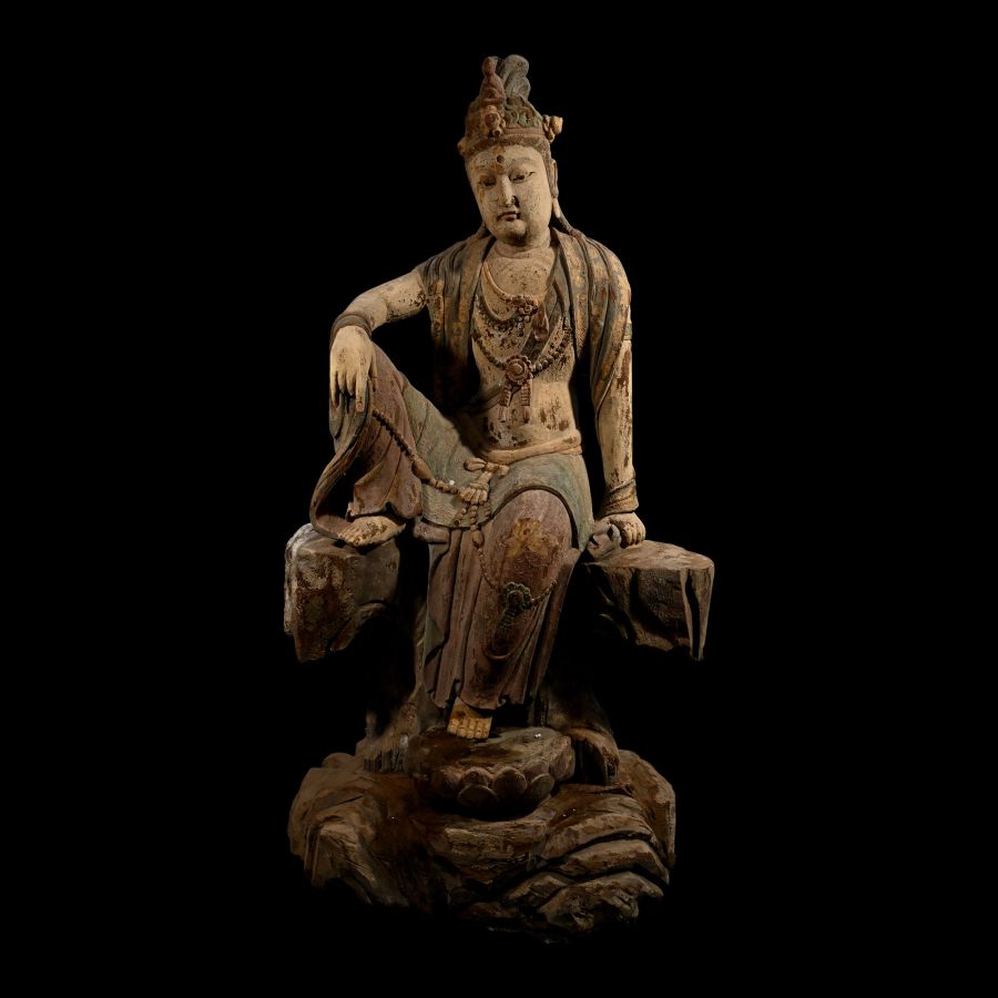 Chinese Wooden Guanyin Statue
