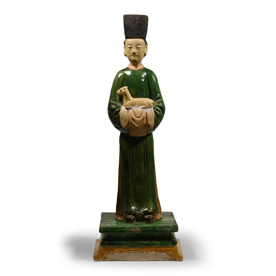 Chinese Ming Glazed Terracotta Standing Figure