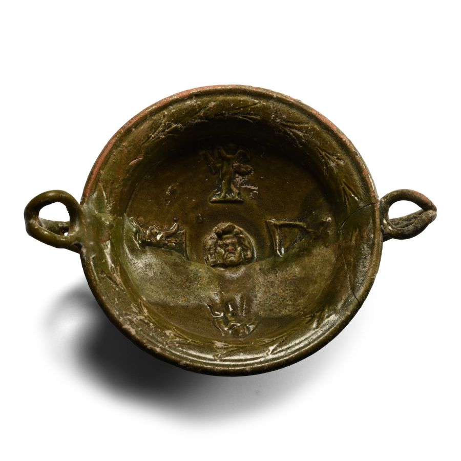 Roman Green Lead-Glazed Drinking Bowl