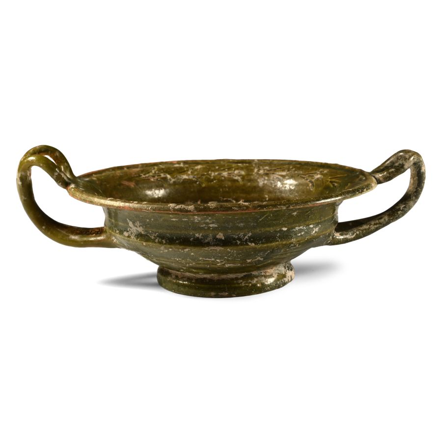 Roman Green Lead-Glazed Drinking Bowl