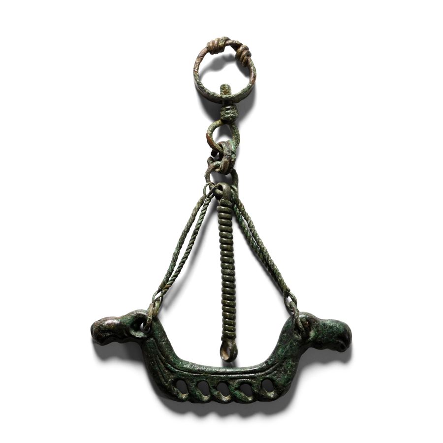 Viking Age Bronze Dragon-Headed Ship Pendant