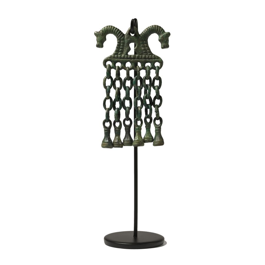 Viking Age Bronze Double Horse Pendant with Bell Dangles