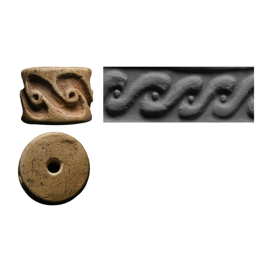 Jemdet Nasr Type Stone Cylinder Seal with Geometric Motifs