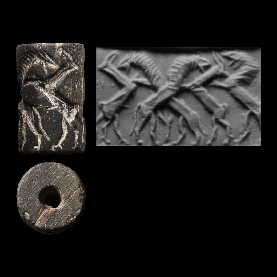 Akkadian Cylinder Seal with Contest Scene