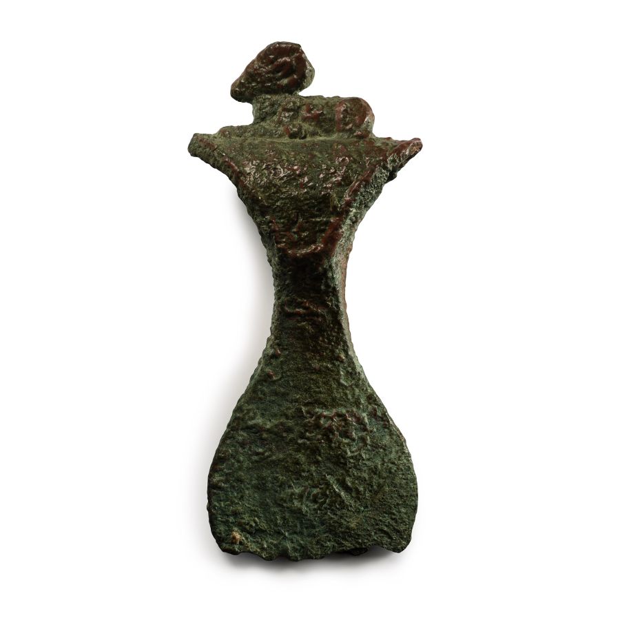 Mesopotamian Bronze Axehead with a Reclining Ibex