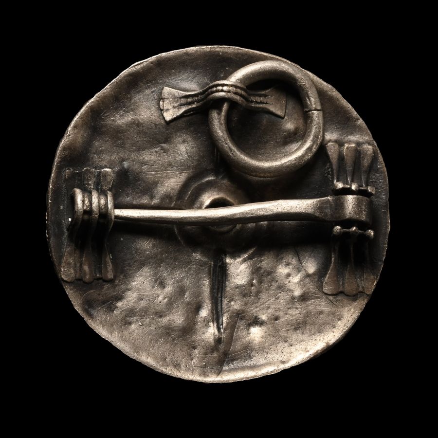 Scandinavian Viking Silver-Gilt Filigree Box Brooch