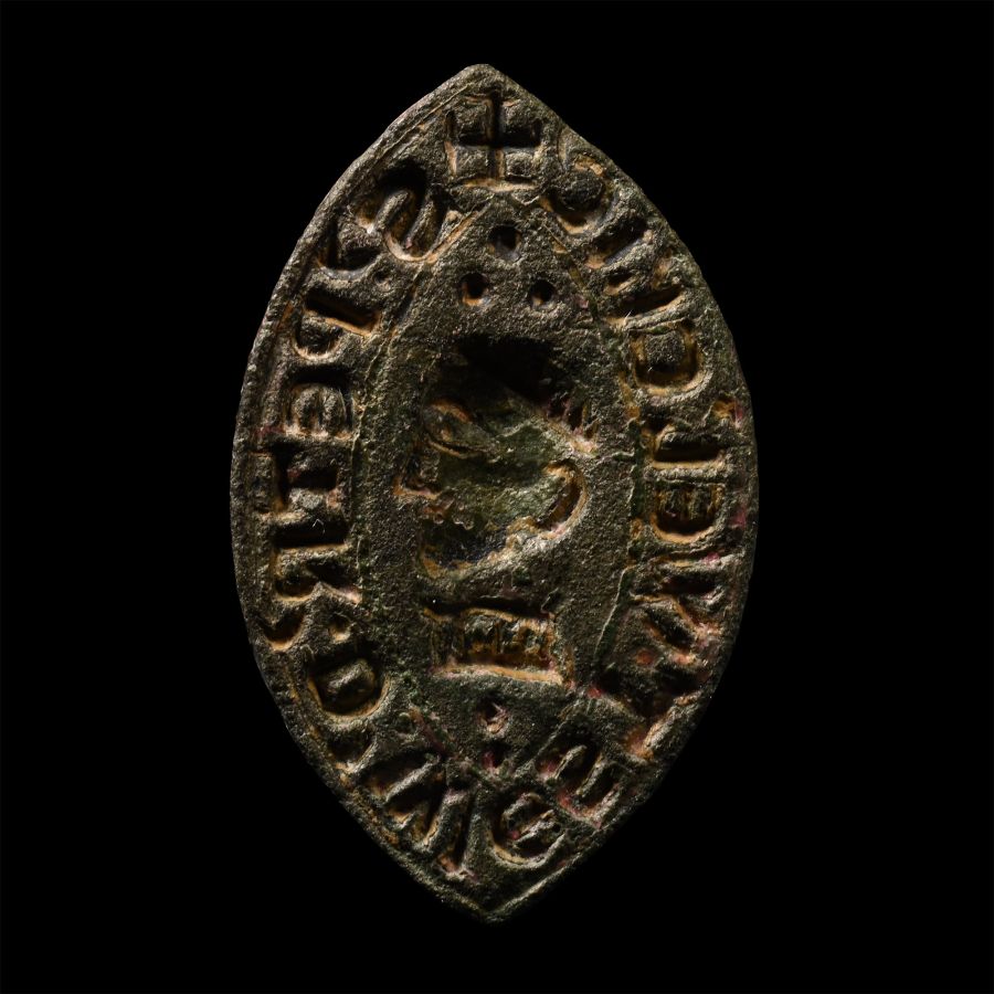 Medieval Bronze Seal Matrix with Bust