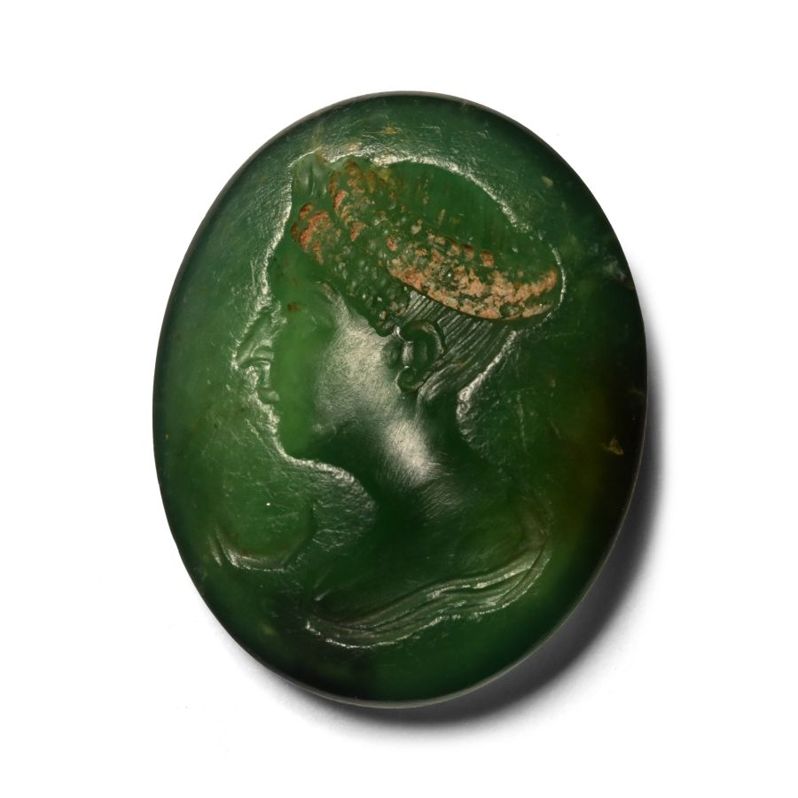 Roman Chrysoprase Gemstone with Empress Sabina
