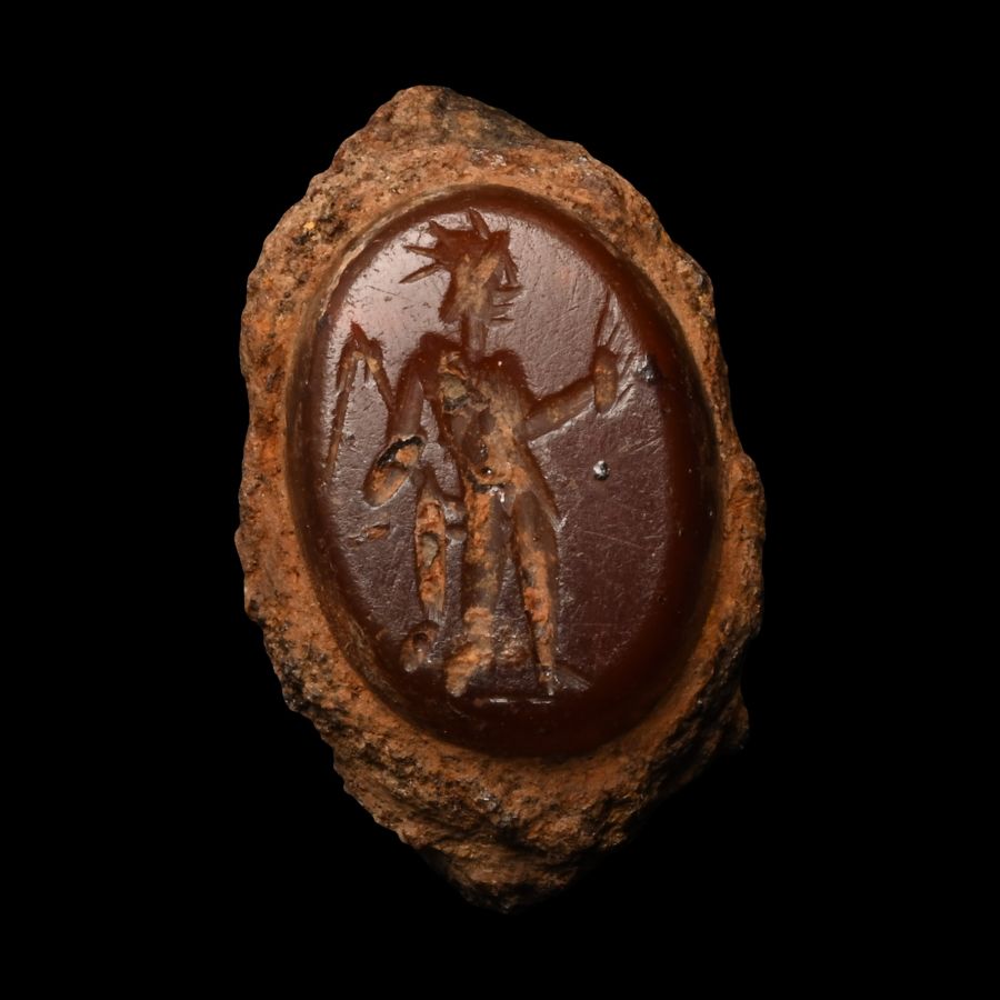 Roman Carnelian Gemstone with Sol Standing Right