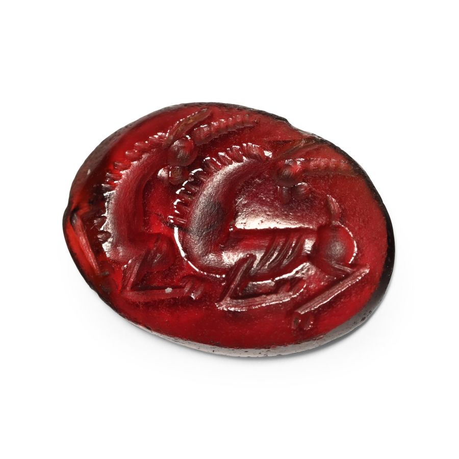 Eastern Roman Garnet Gemstone with Jugate Horses