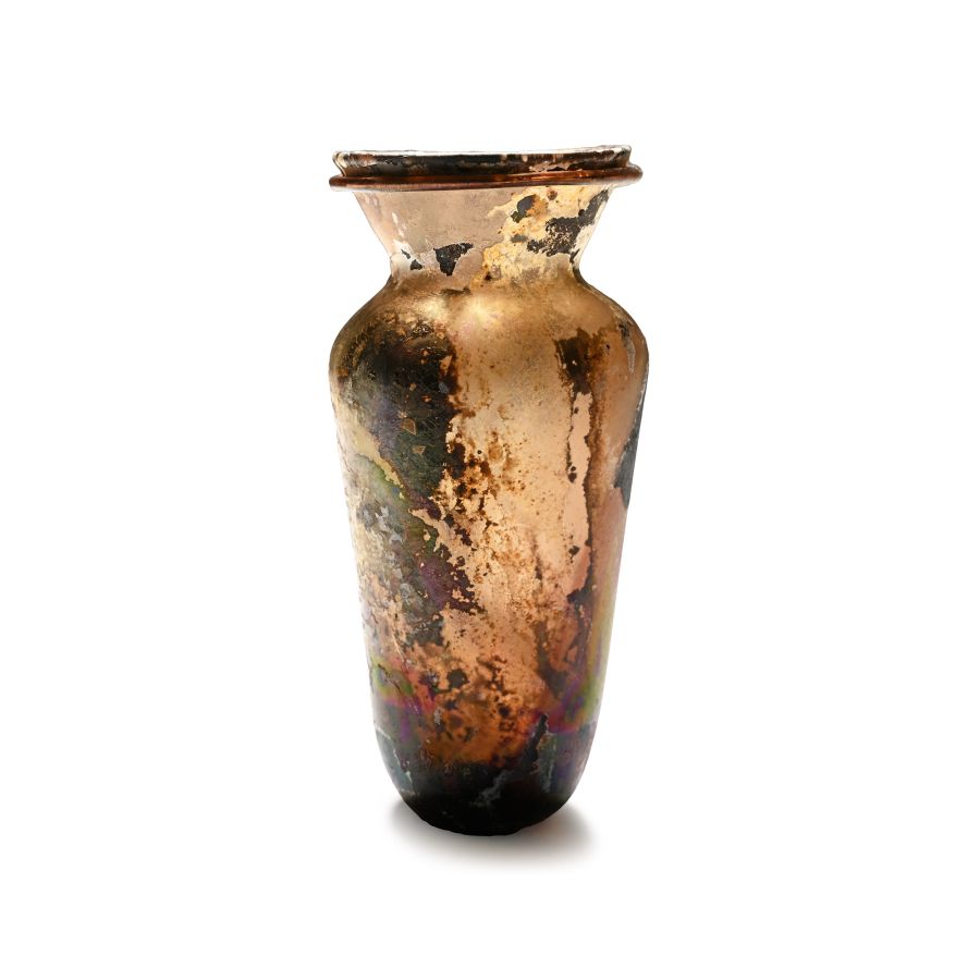 Roman Aubergine Cylindrical Glass Flask