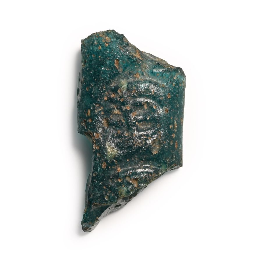 Roman Glass Bracelet Fragment with Menorah Stamp