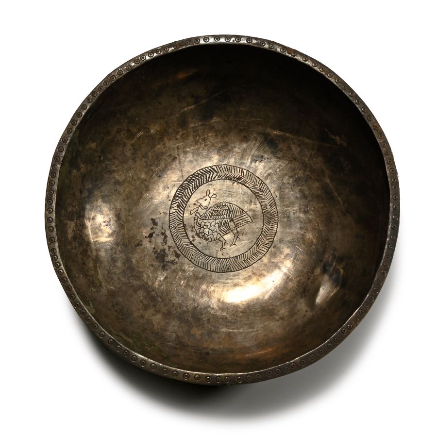 Sasanian Silver Bowl with Incised Bird