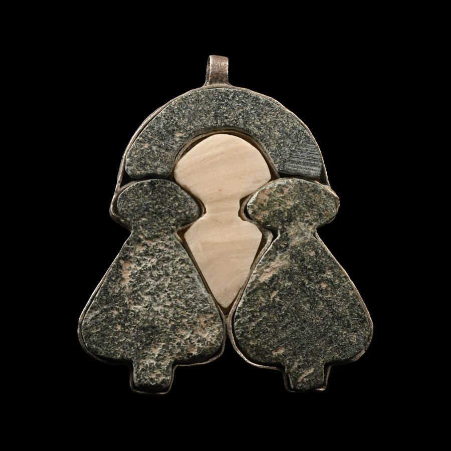 Elamite Silver Pendant with Lapis Lazuli Inlays